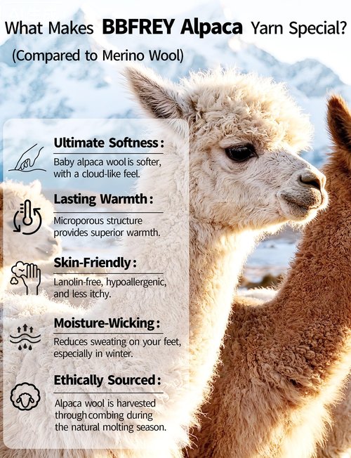 Bbfrey Soft Alpaca Socks Over-The-Calf for Men Women - Thick Thermal Alpaca Wool Boot Socks for Hiking, Hunting, Cold Weather