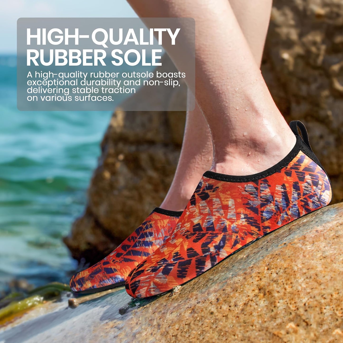 SEEKWAY Water Shoes - Quick-Dry Aqua Socks for Men & Women | Non-Slip Barefoot Design - Black
