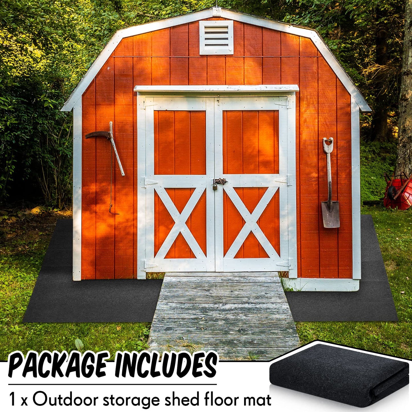 Haull Outdoor Storage Shed Floor Moat Waterproof Outdoor Carport Mat Thickened Soft Patio Furniture Pad Washable with Non Slip Backing, Storage Shed Not Included(8 x 15 ft)
