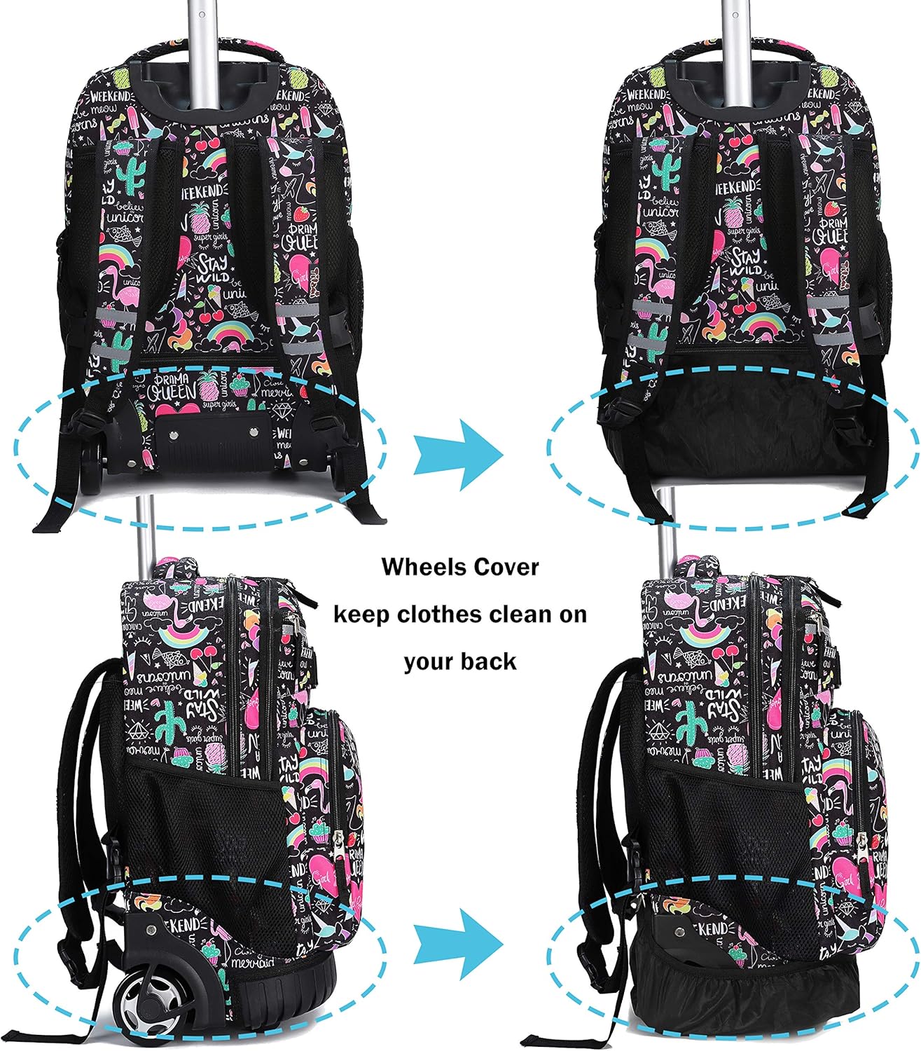 Tilami Rolling Backpack - 19-Inch Wheeled Laptop Bag with Lunch Bag | Insulated Design