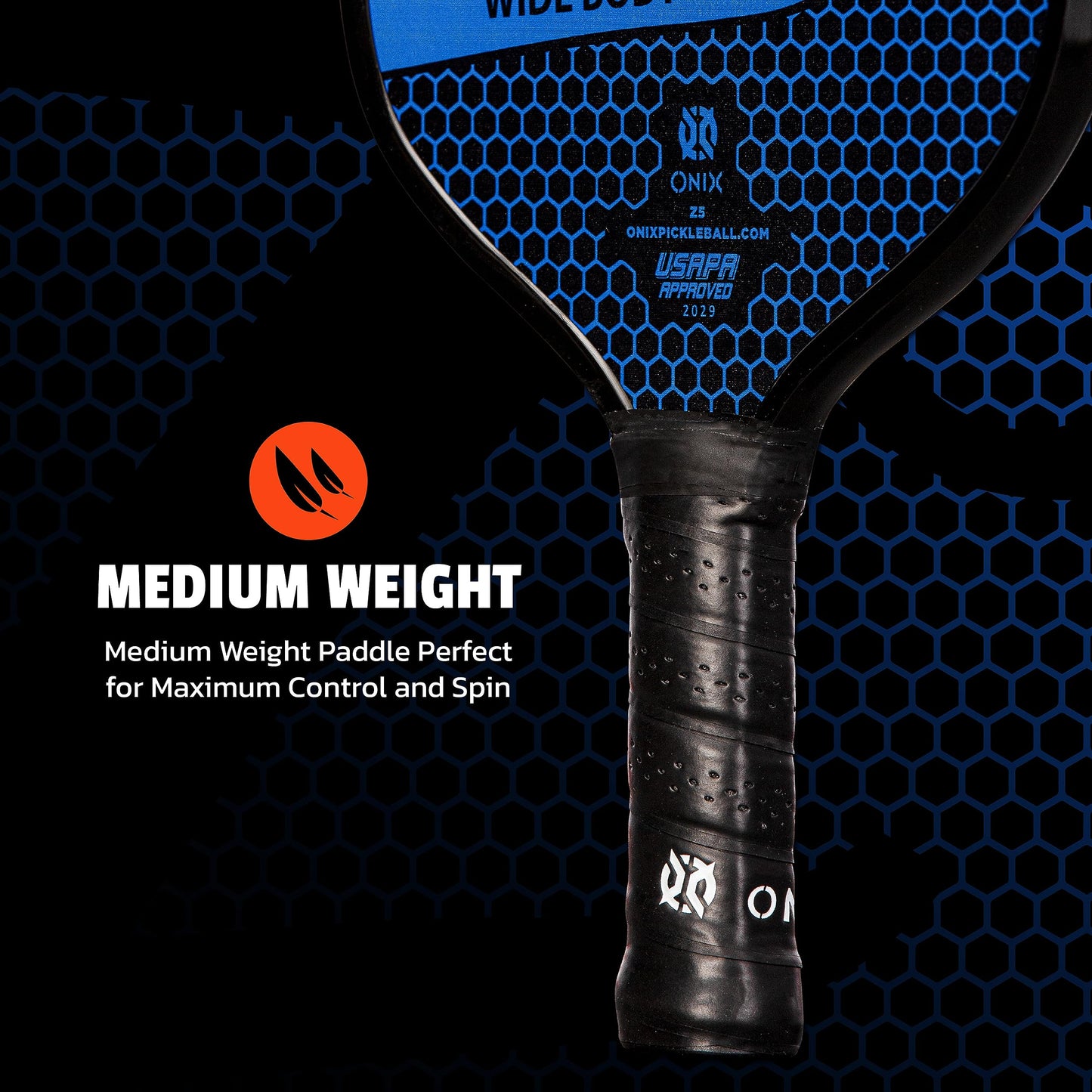 ONIX Graphite Z5 Pickleball Paddle (Graphite Carbon Fiber Face with Rough Texture Surface, Cushion Comfort Grip and Nomex Honeycomb Core for Touch, Control, and Power),Blue