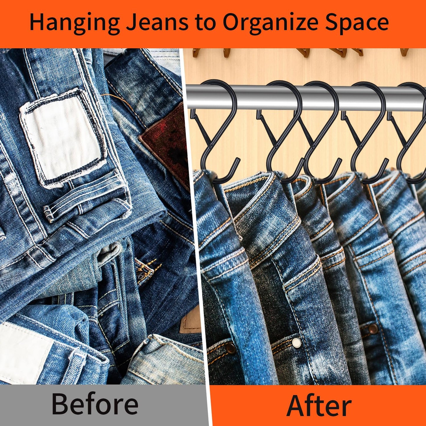 12 Pack Large S Hooks for Hanging Plants with Safety Buckle- Heavy Duty Solid Metal Steel Black S Shaped Closet Hooks for Hanging Plants, Kitchen Utensils, Jeans, Bags, Pots, 4 inch, Fit Most of Rod