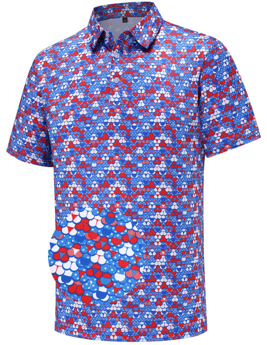 Mens Golf Polo Shirts Short Sleeve Moisture Wicking Dry Fit Performance Casual Funny Golf Polo Shirts for Men
