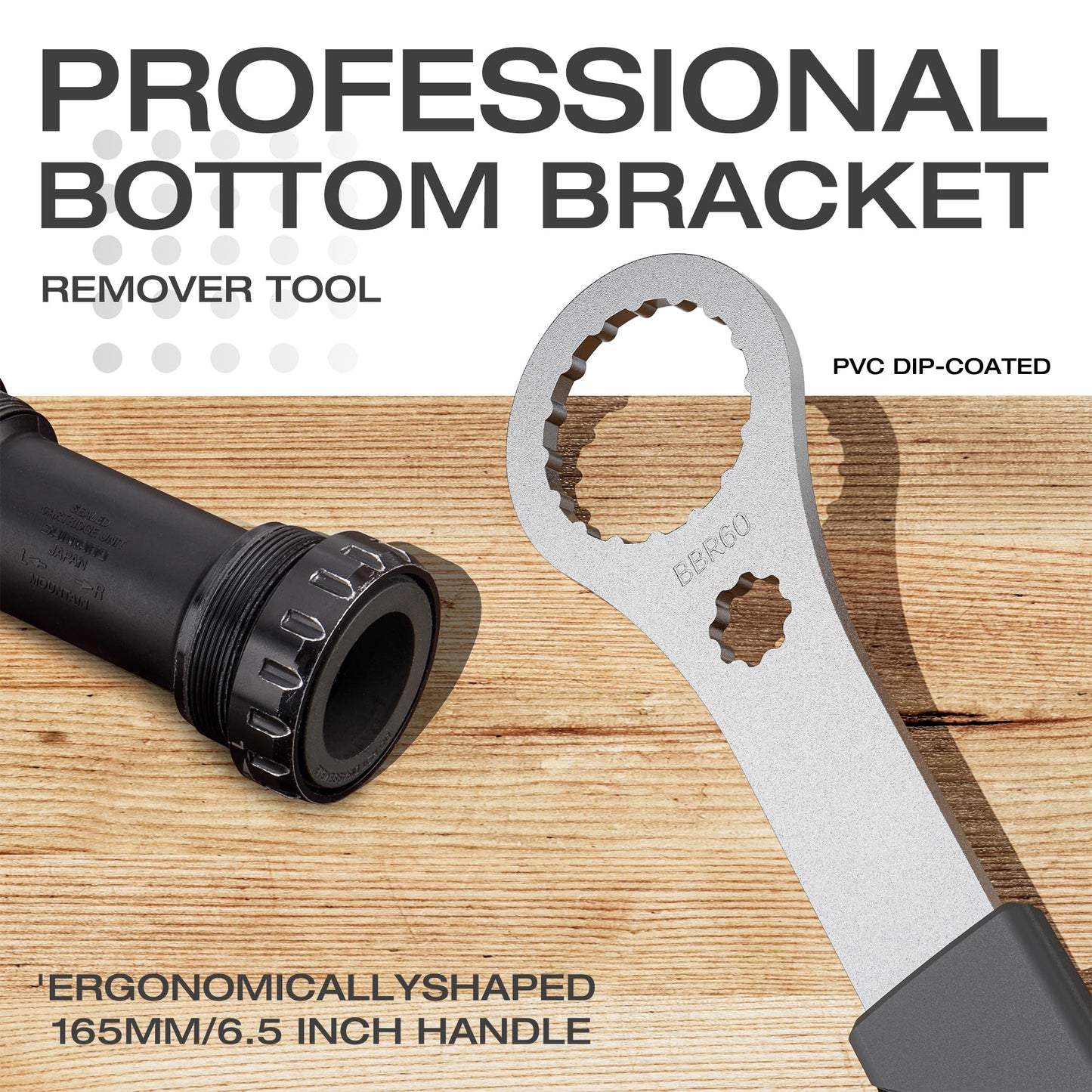 GEWAGE Bicycle Bottom Bracket Tool - Bottom Bracket Removal Install Tool Compatible with Shimano Hollowtech II/BB9000, BBR60,12X46MM - BB Remover with Crank Cap Wrench (FIT BBR60)