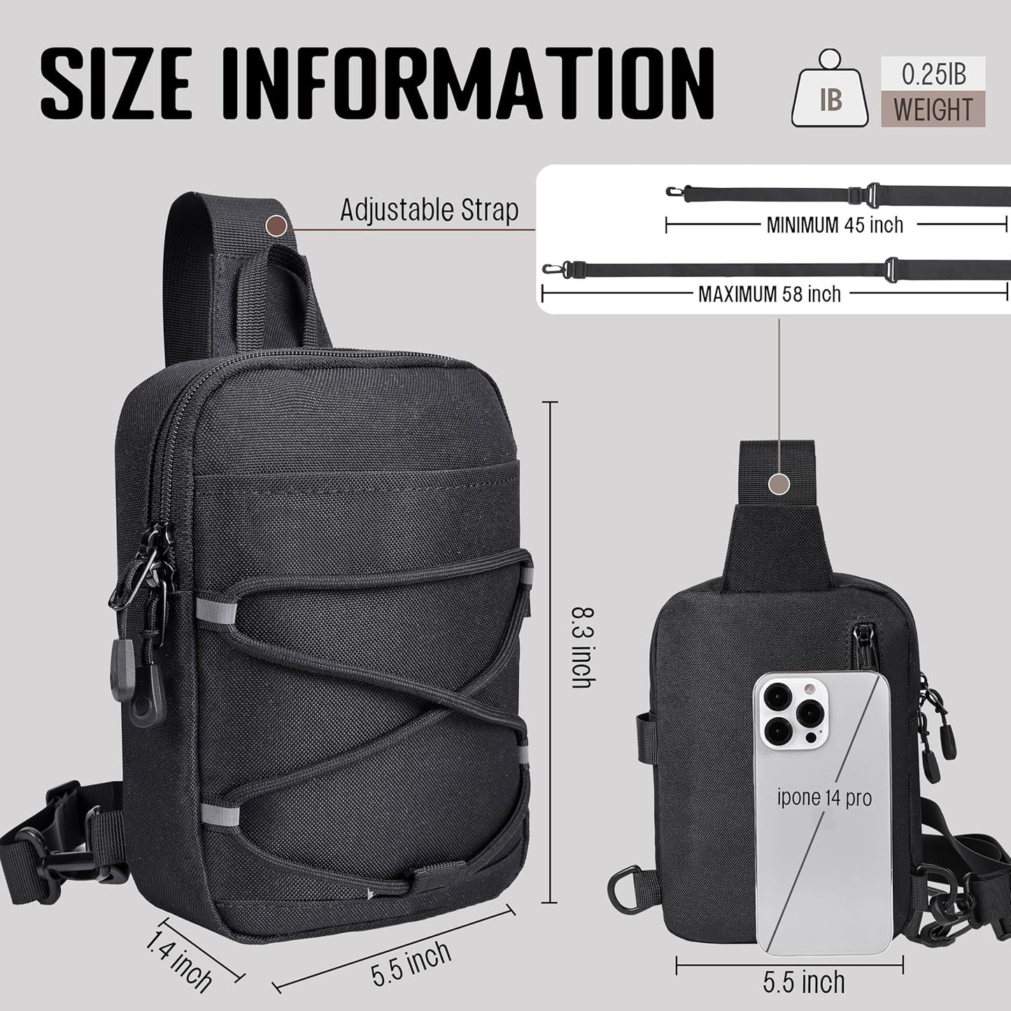 Mozeto Small Crossbody Bag - Water-Resistant Mini Sling for Travel & Hiking | Cell Phone Wallet