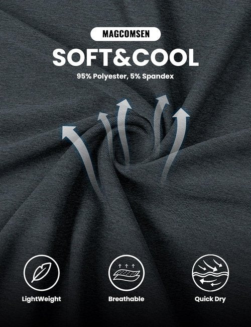 MAGCOMSEN Men's Polo Golf Shirt - Moisture-Wicking 3-Button Athletic Tee | Casual Short Sleeve