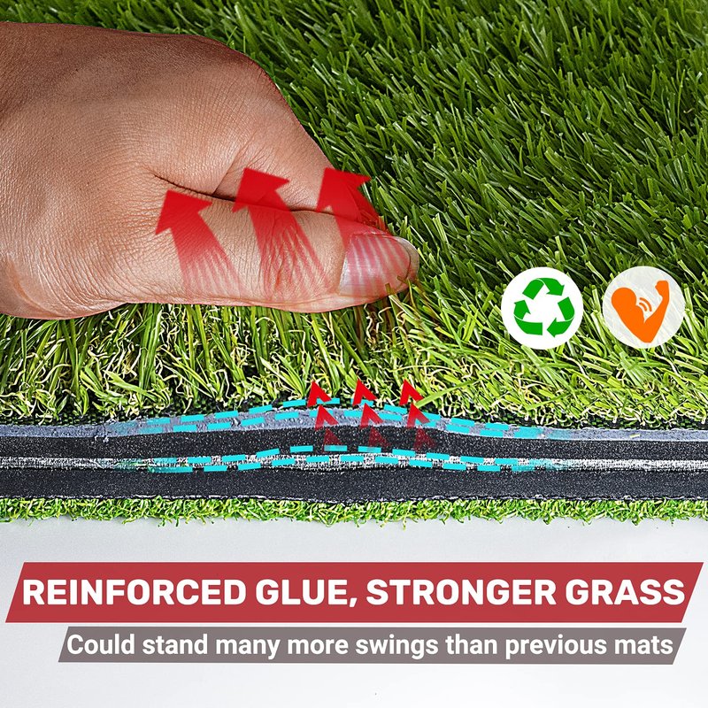 SAPLIZE 23" x 16" Foldable Golf Hitting Mat, 2-in-1 Golf Turf Grass Mat, Rough and Fairway for Hitting, Chipping and Putting Golf Practice and Training Mat for Indoor/Outdoor