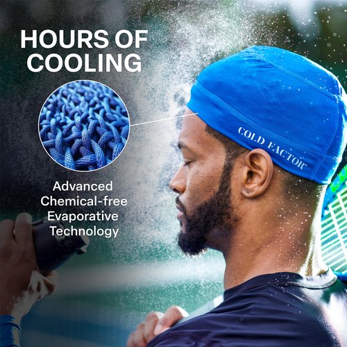 COLD FACTOR Instant Cooling Skull Cap & Helmet Liner 2 Pack-UPF 50+ Protection, Chemical-Free Evaporative Cooling Technology, Lasts Over 2 Hours, Breathable, Reflective Accents, Polyester Blend, Blue