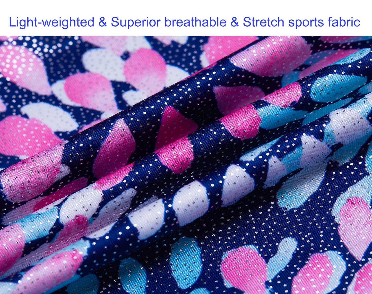 Domusgo Gymnastics Leotards for Girls 5-6 Years Old Round Flowers Blue