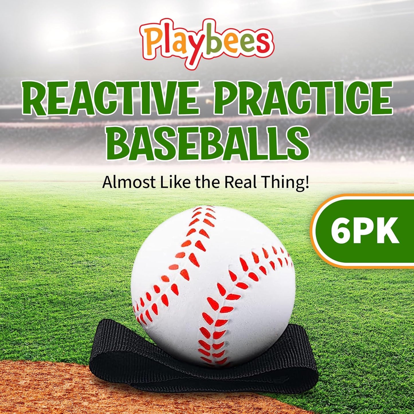 Playbees Reactive Practice Baseballs - Elastic Cord for Training & Outdoor Fun | 6 Pack for Kids