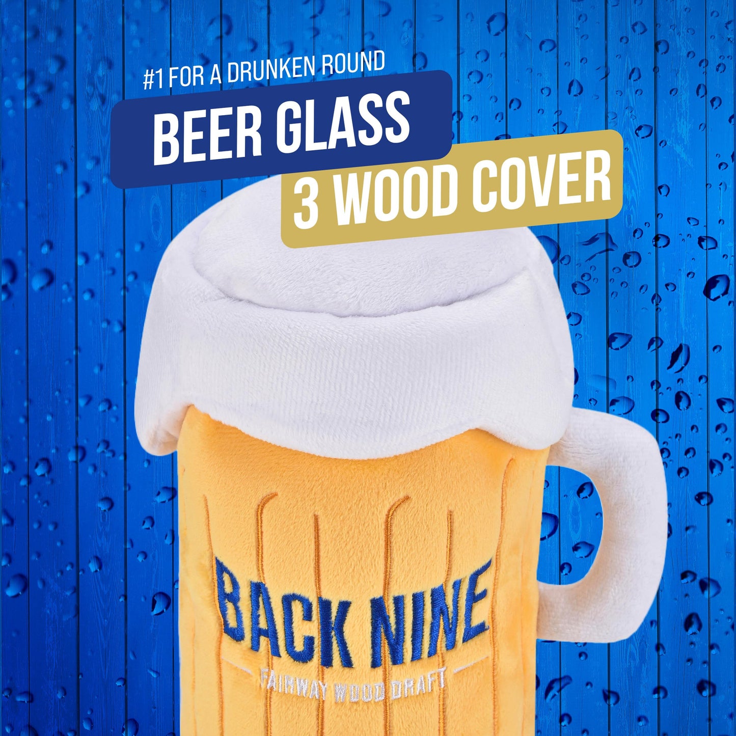 Shanker Golf - Funny Golf Headcover - Back Nine Beer Glass 3-Wood Cover - Funny Golf Gift - Soft Velour Lining