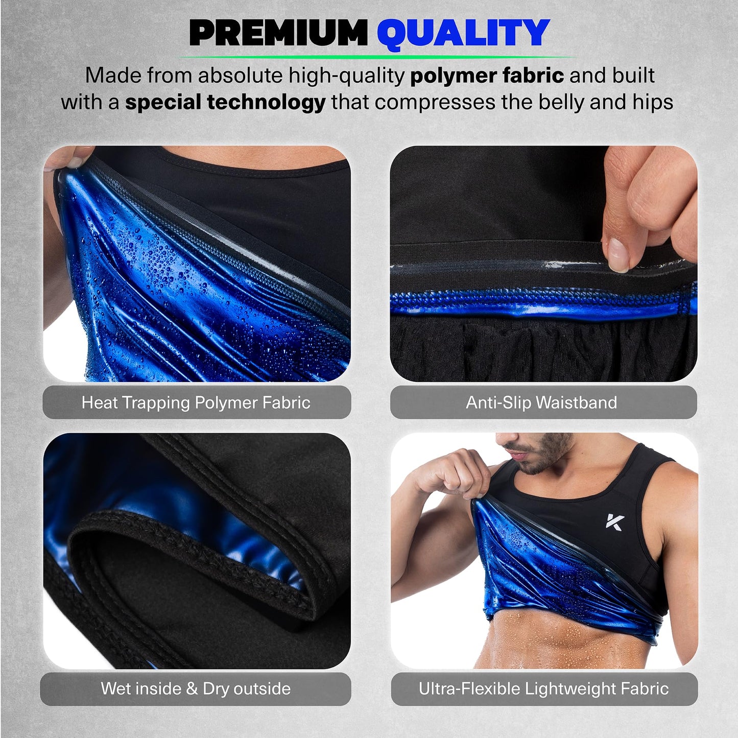 Kewlioo Men's Heat Trapping Pullover Sweat Enhancing Vest - Sauna Suit Shirt Compression Vest Shapewear Top for Gym Exercise