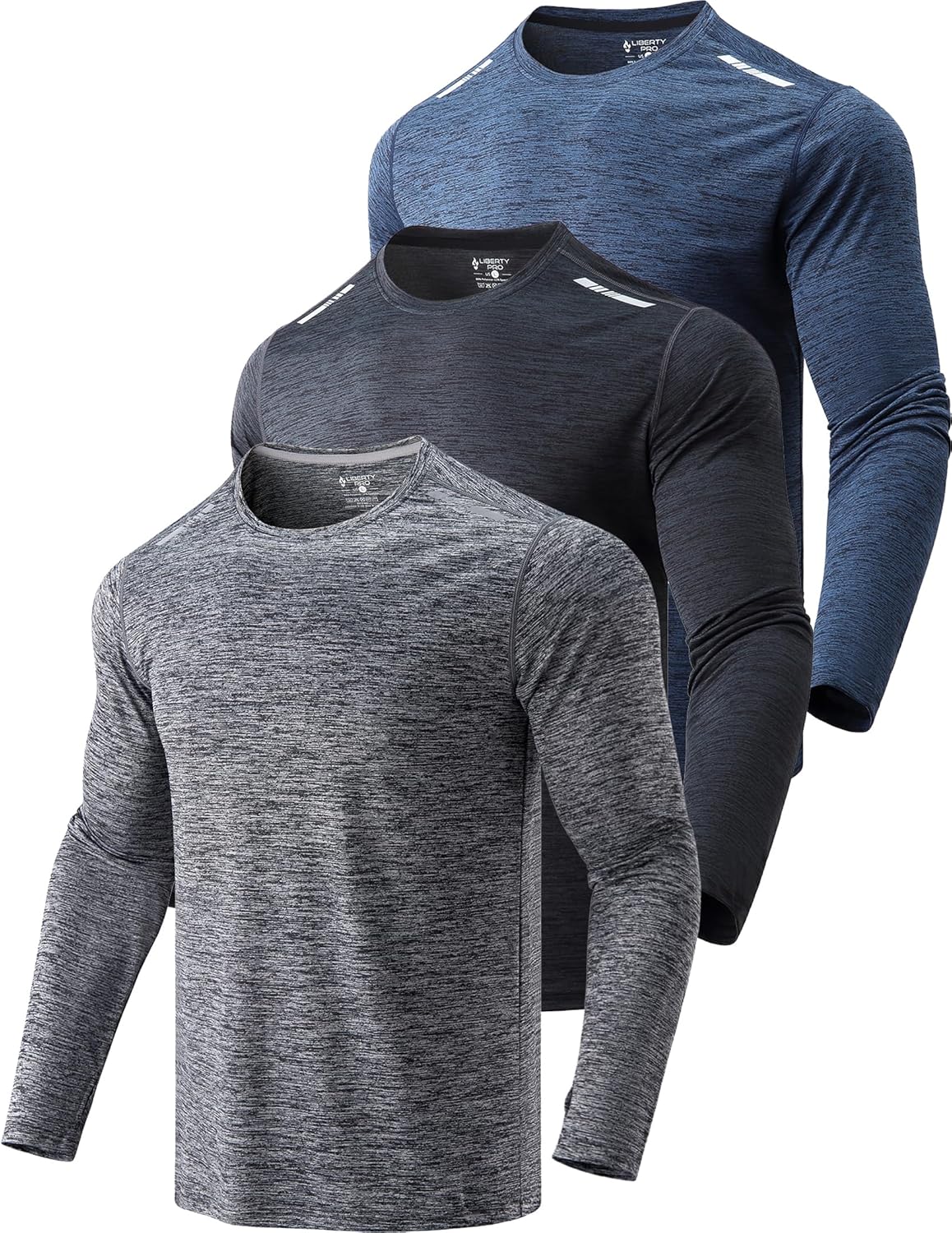 Skiennix Men's Dry Fit Long Sleeve T-Shirts - Lightweight Athletic Tops with Thumb Holes | 3 Pack