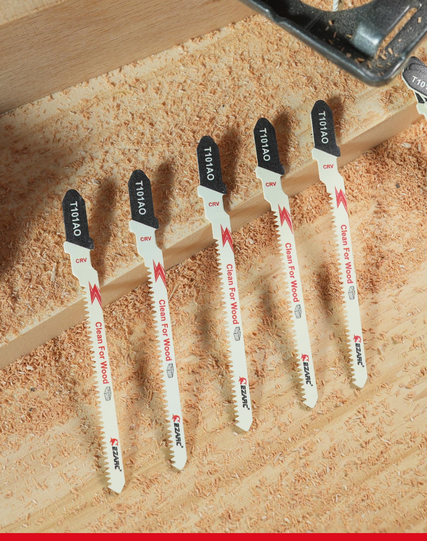 EZARC 10PCS Jigsaw Blades T101AO Jig Saw Blades Set for Wood Clean and Precision Cutting Assorted T-Shank Replacement 20 TPI Curved & Scrolling Cutting