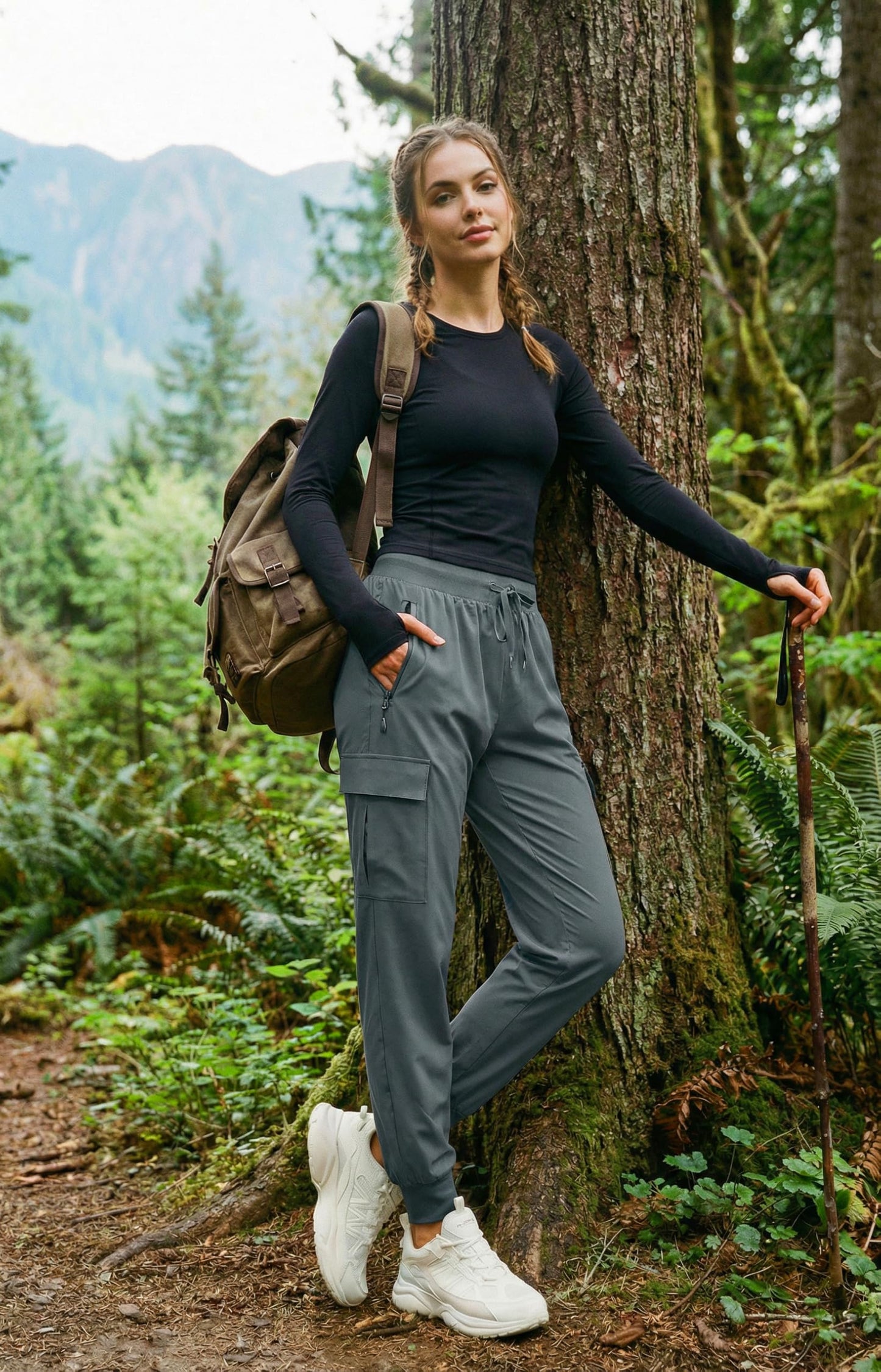 Libin Women's Cargo Joggers Lightweight Quick Dry Hiking Pants Athletic Lounge Casual Travel, Steel Gray S