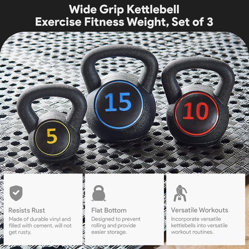 BalanceFrom Kettlebell Sets - 3 or 4 Piece Strength Training Weights | 30lbs, 45lbs, 50lbs, 75lbs Options