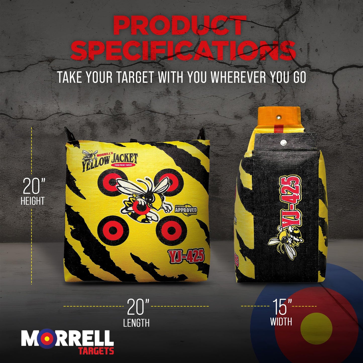 Morrell Yellow Jacket YJ-425 Field Point Archery Bag with HME Heavy-Duty Adjustable Stand – Outdoor Dual-Sided Target for Compound, Crossbow, and Traditional Bows up to 425 Fps