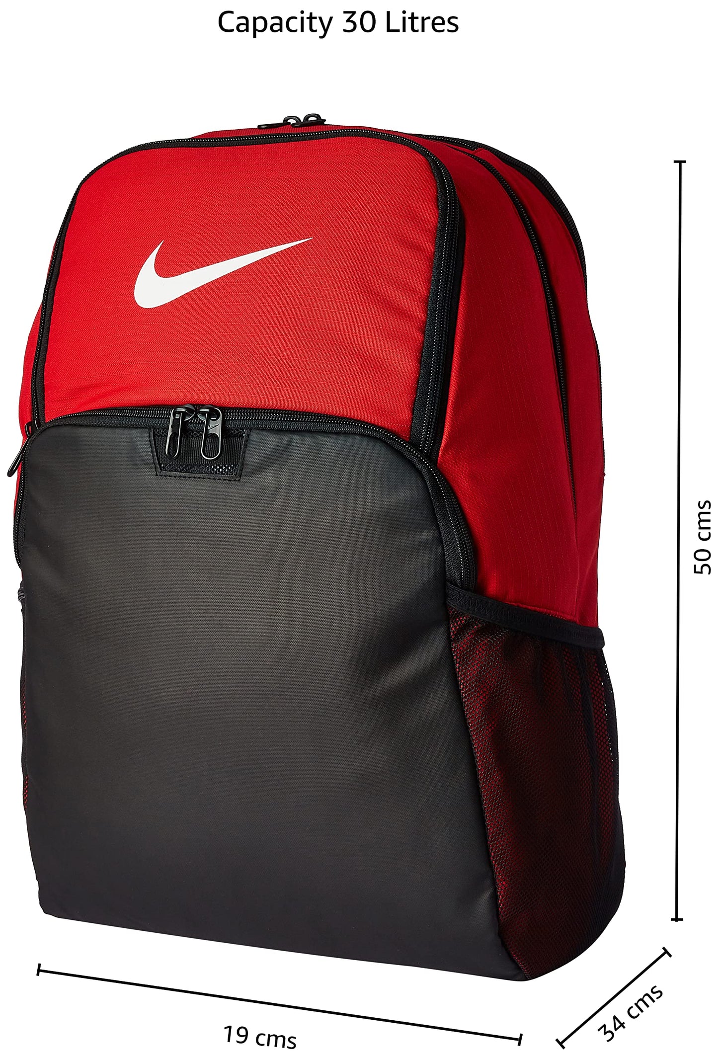 NIKE Brasilia XLarge Backpack 9.0, University Red/Black/White, Misc