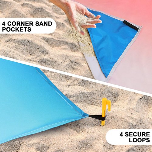 AISPARKY Beach Blanket Waterproof Sandproof Extra Large, Oversized Beach Mat, Quick Drying&Compact&Lightweight, Picnic Blankets Vacation Essentials for Outdoor Beach Camping (79" X 83" (4 Person))