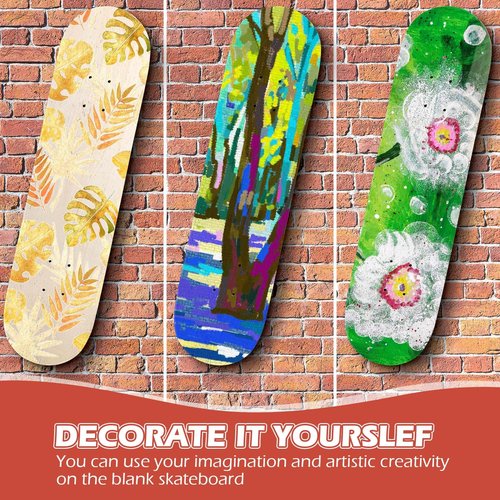 Meooeck 12 Pcs Blank Skateboard Decks for Art Painting 32 x 8 in, Wood Maple Skateboard Replacement 7 Ply Double Tail Plain Unfinished Skate Board with Sandpaper for Enthusiasts DIY Back School Gifts
