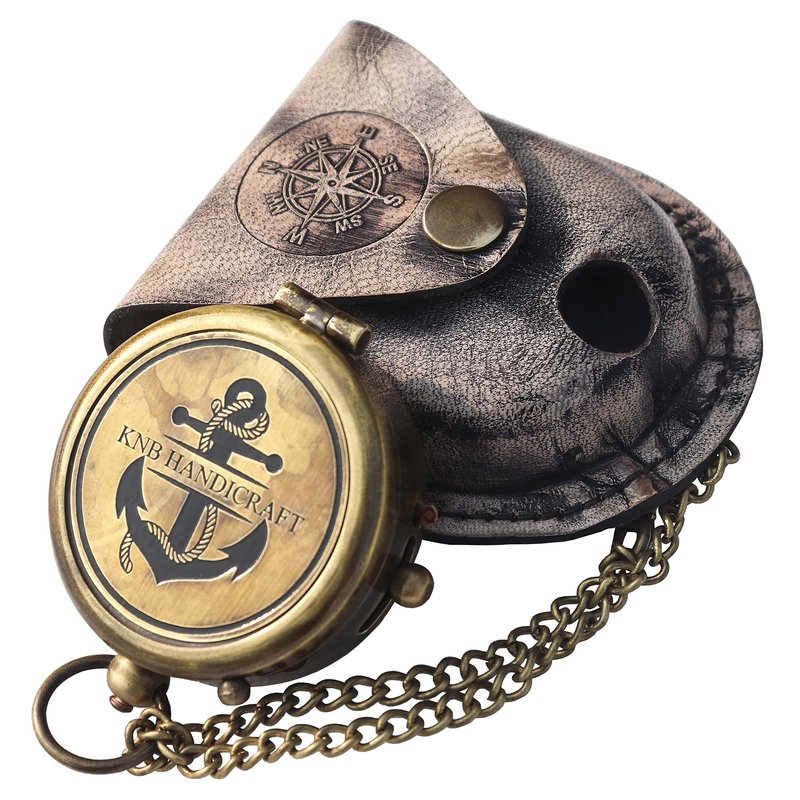 Be Strong and Courageous Joshua 1:9 Engraved Brass Compass with Leather Case | Working Compass, Marine Gift, Keepsake Gift, Birthday Gift, Corporate