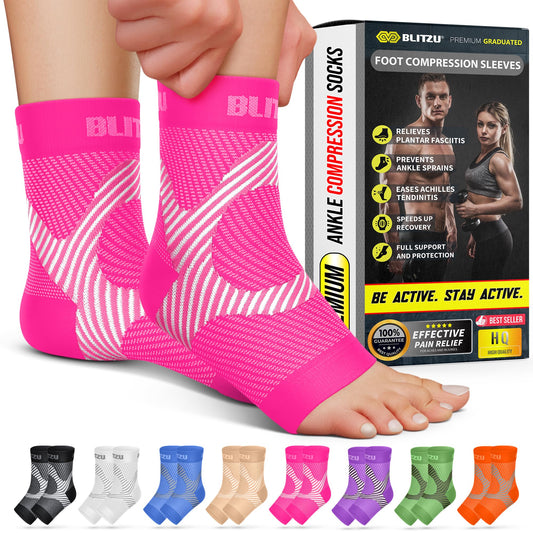 BLITZU Compression Socks for Plantar Fasciitis, Foot, Arch & Ankle Support