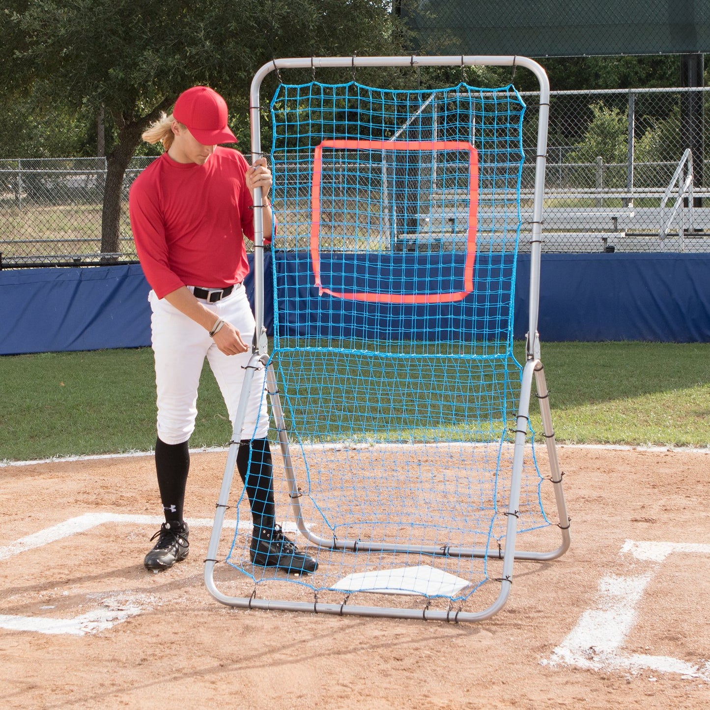 Champion Sports Rebound Pitchback Net - Adjustable Training Practice Rebounder Bounceback Pitchback Screen for Multi-Sport Training - Heavy-Duty Construction Pitchback Screen with Adjustable Angles