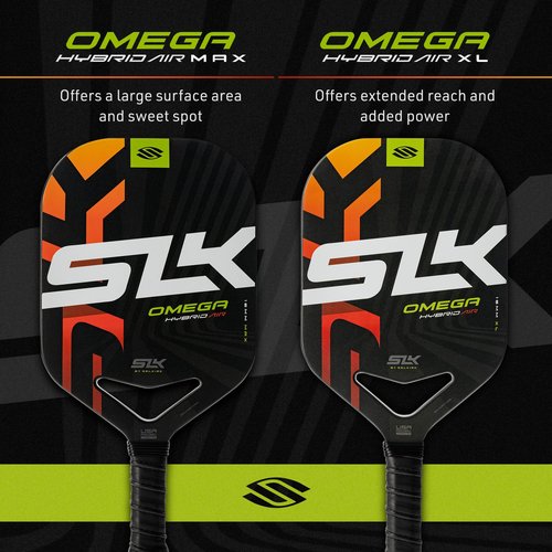 Selkirk Sport SLK Omega Hybrid Air Elongated Pickleball Paddles | Carbon Fiber Pickleball Paddle with Polymer Core | Aerodynamic Open Throat Design for Power and Control | ProSpin+ Texture | Max Ember