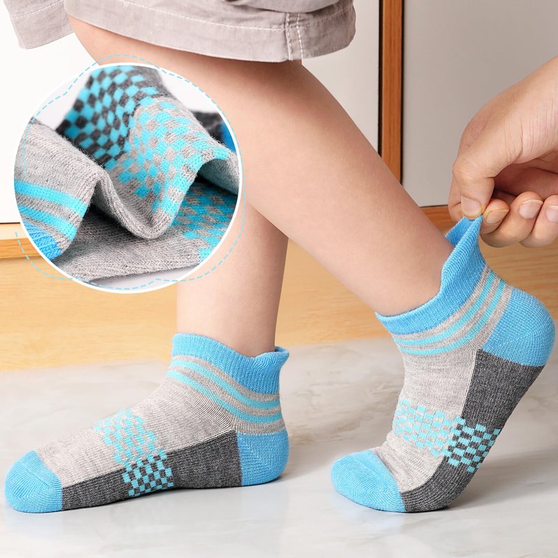 ZERULETS Kids Socks Boys Sock 12 Pairs Ankle Athletic Short Low Cut Socks for Boys Kids Girls 1-14 Years(Multicolor-A,5-7 Years)
