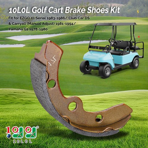 10L0L Golf Cart Brake Shoes Kit for EZGO XI-Serial 1983-1986, for Club Car DS & Carryall (Manual Adjust) 1981-1994, for Yamaha G1 1978-1980, Replace OEM 101146302 101880701