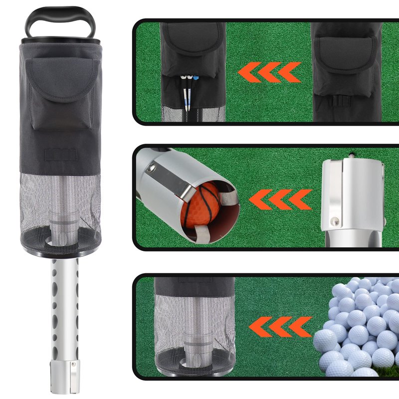 Shag Bag for Golf Balls Golf Ball Retriever, Durable Aluminum Shag Tube Golf Ball Shagger, Detachable Collector and Portable Pocket Storage Picker (Holds 70 Balls)