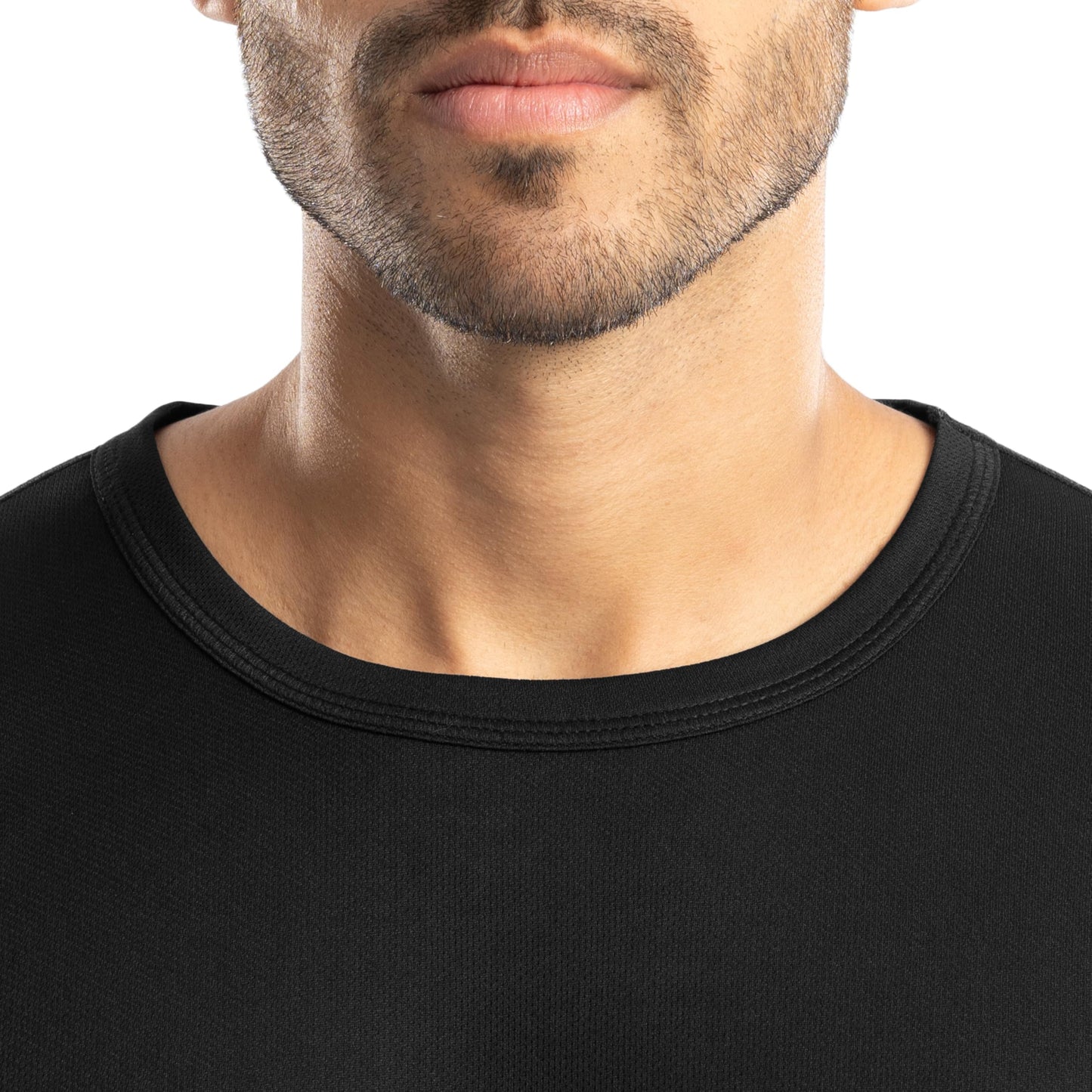 Realtree Men's Polyester Performance Baselayer Long Sleeve Thermal Underwear Top, Pitch Black, X-Large