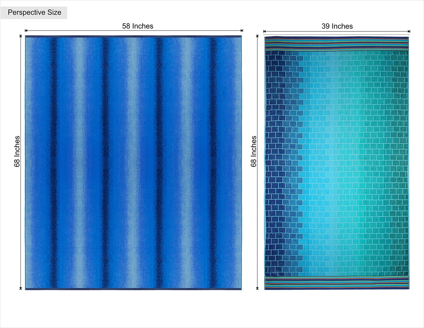 COTTON CRAFT Extra Wide Beach Towel for Two - Oversized 58x68