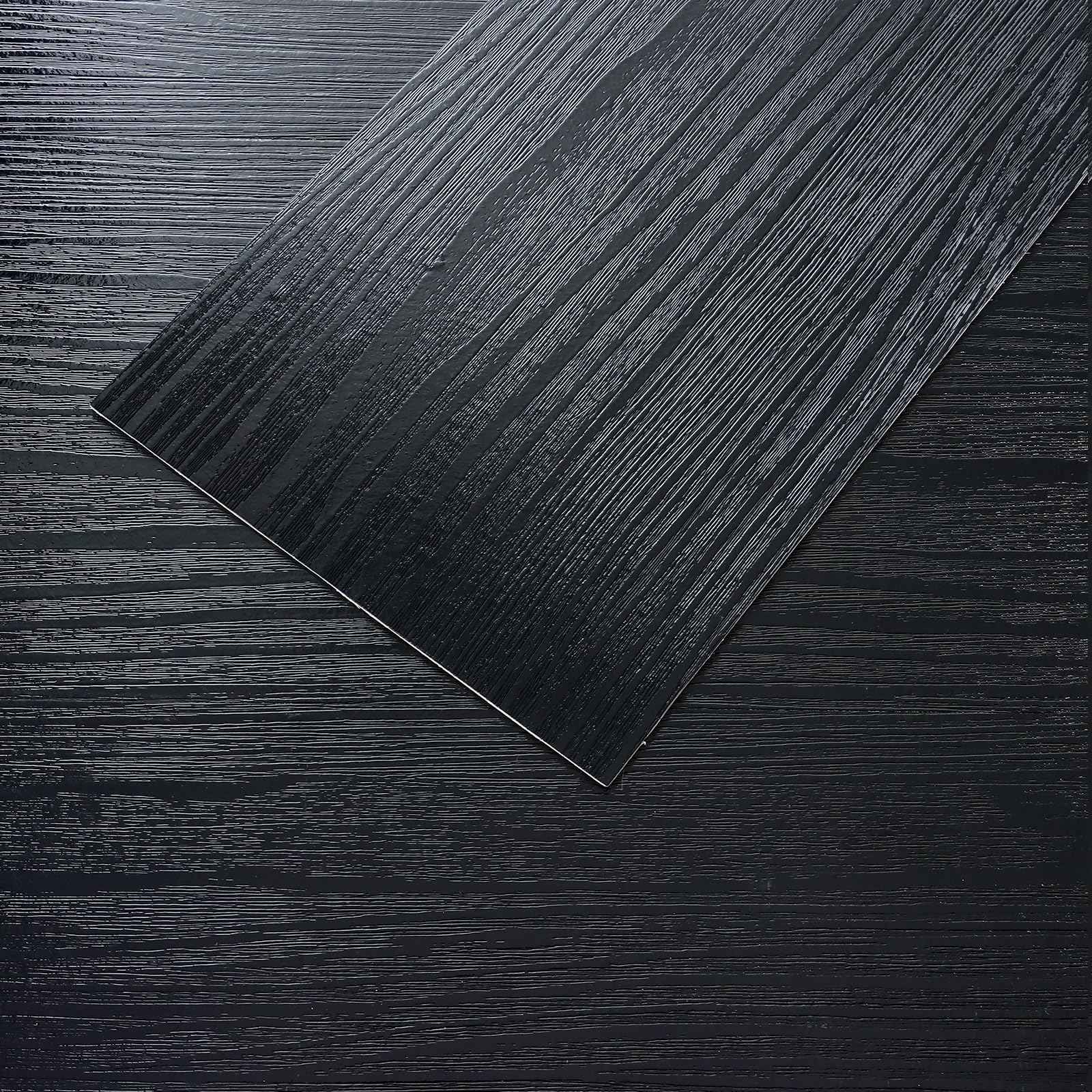 VEELIKE Black Peel and Stick Floor Tile Waterproof Vinyl Plank Flooring with Low Gloss Finish Adhesive Wood Look Flooring 32-Pack 47 Sq. Ft. Sticky Floor Tiles for Bedroom Bathroom Kitchen 6''x36''