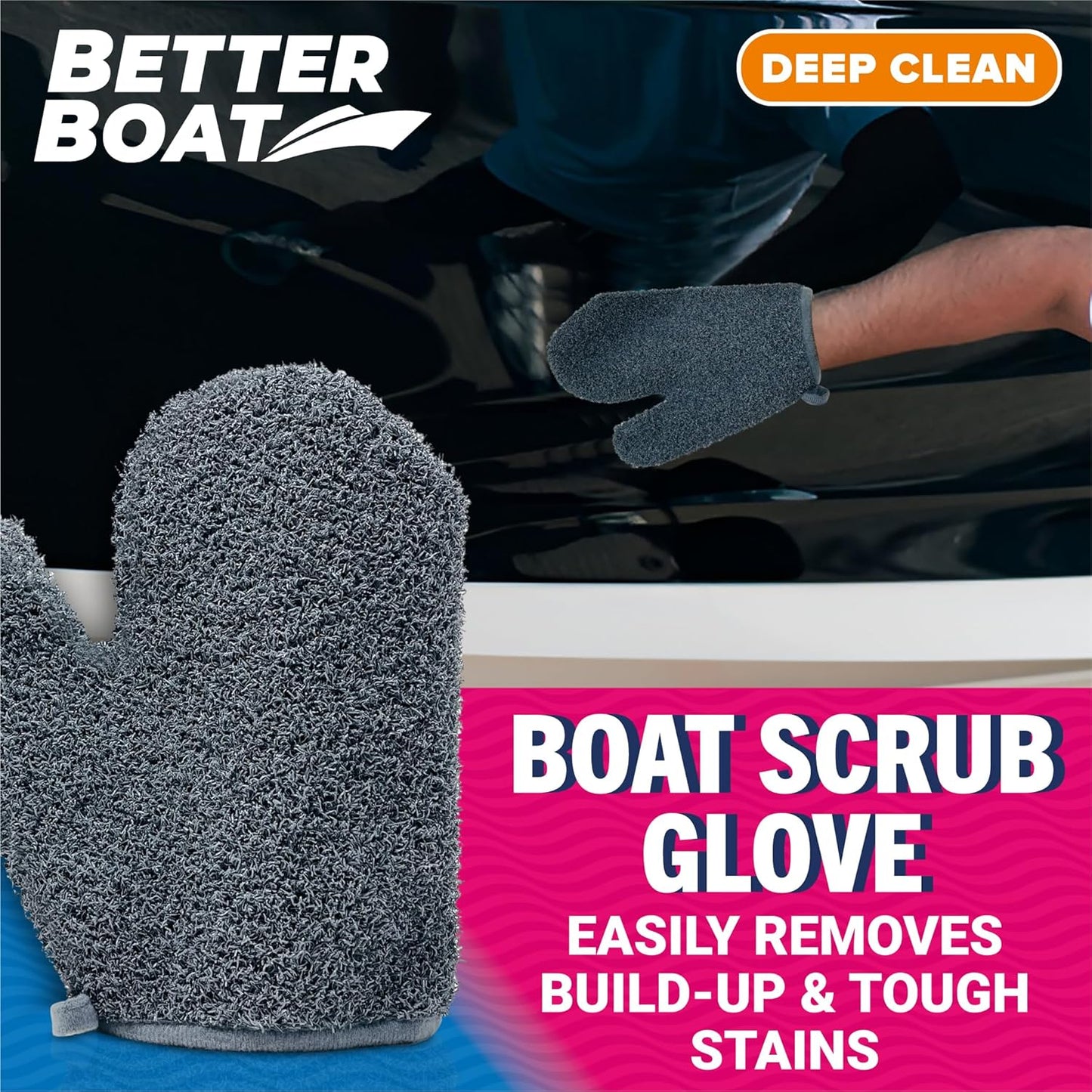 Skiennix Heavy-Duty Boat Scrubbing Brush Glove - Durable Deck & Hull Scrub Mitt for Marine Use