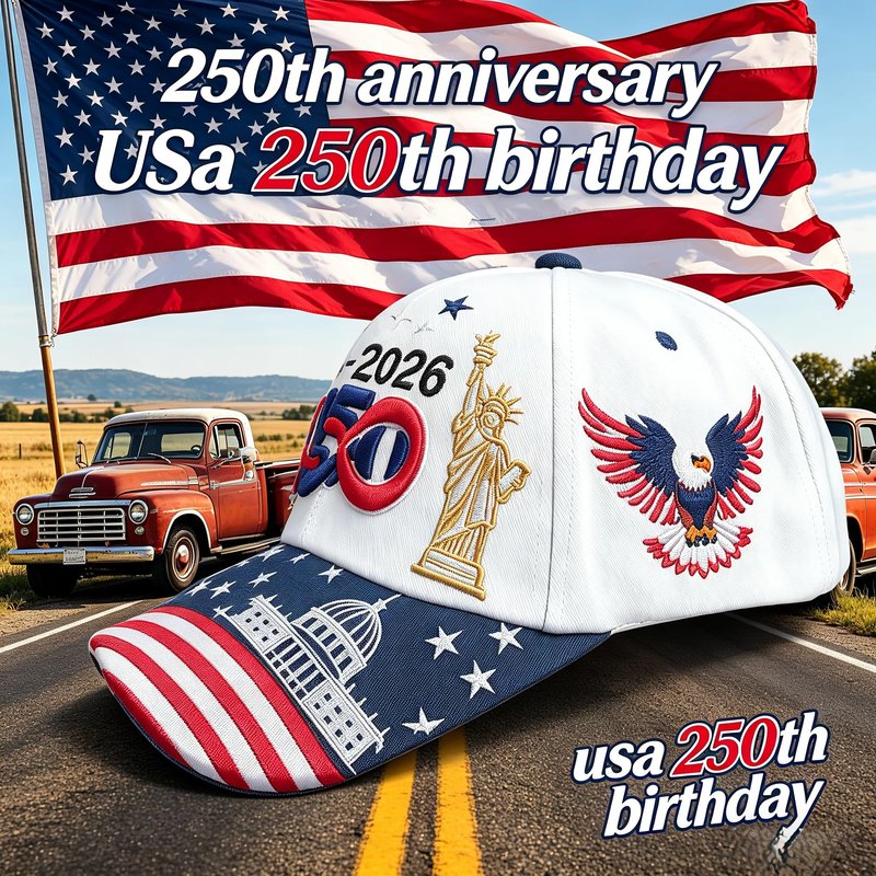 COOLQYANG American 250th Anniversary Embroidered Baseball Cap, Patriotic Red White Blue USA Flag Hat, July 4th Independence Day Souvenir Memorial Gift