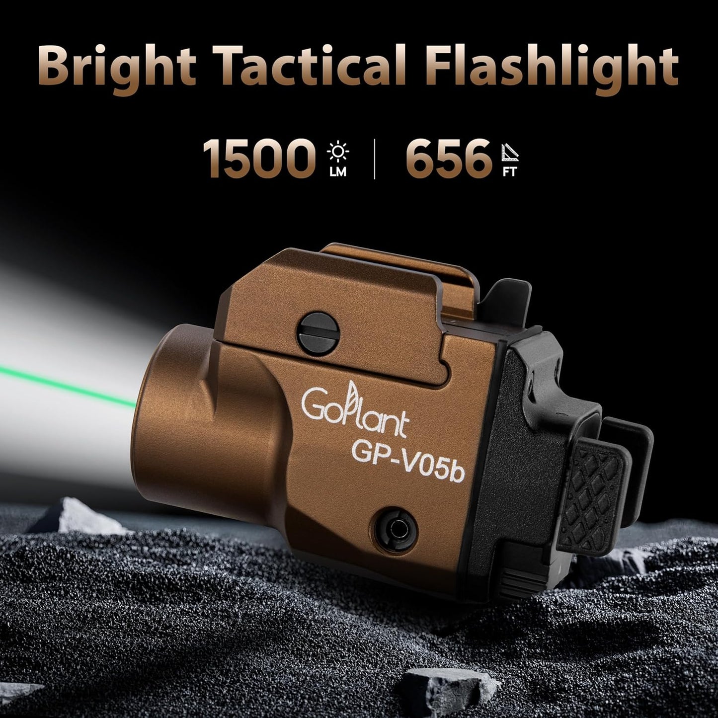 Skiennix 1500 Lumens Tactical Pistol Flashlight - Compact Aircraft-Grade Aluminum with Green Laser Light Combo