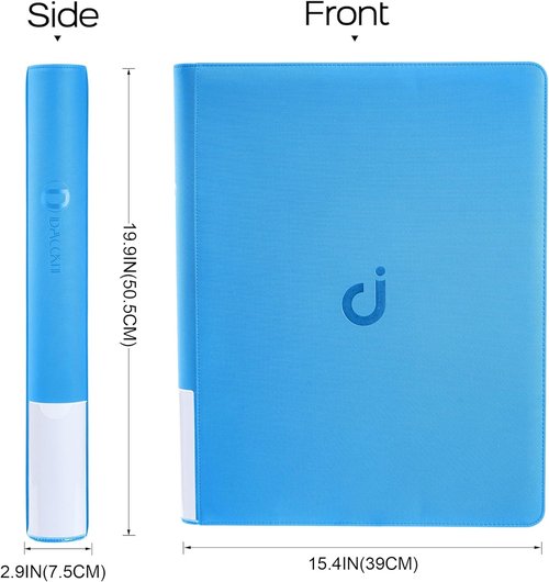D DACCKIT Top Loader Binder - Holds 640 Cards | 16-Pocket Sky Blue Binder for Trading & Sports Cards