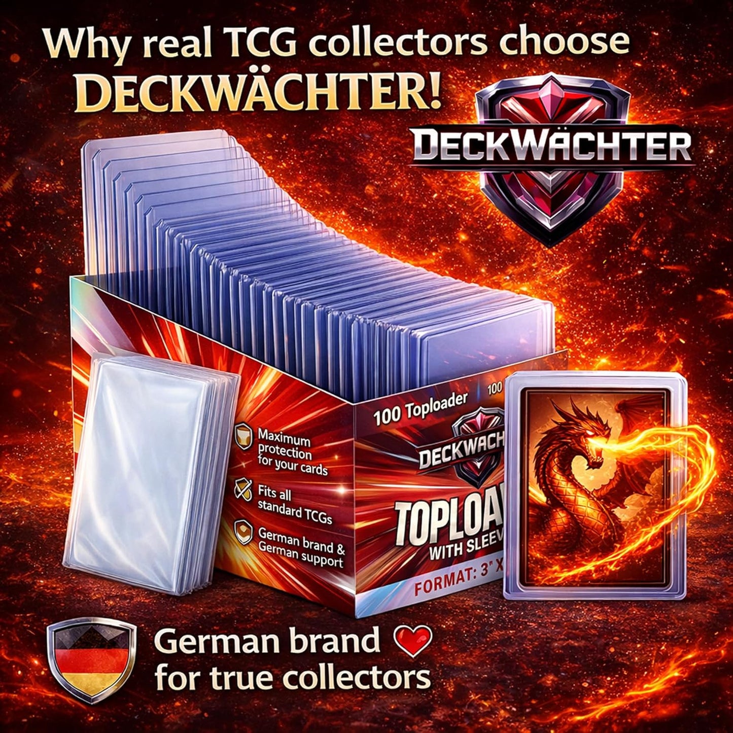 Top Loaders & Penny Sleeves | 200 Clear Trading Card Protectors – 3”x4”, 35PT Secure Storage