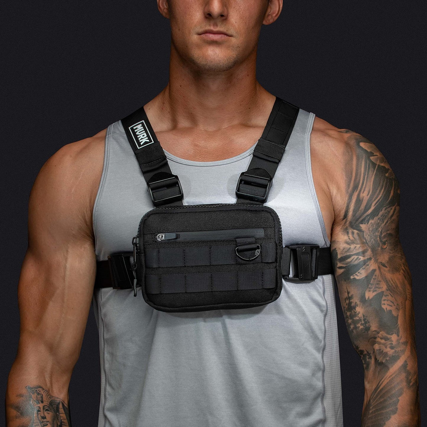 MVRK Water Resistant Chest Bag - Lightweight Tactical Chest Bag For Outdoor Training, Running Chest Pack For Men With Extra Storage
