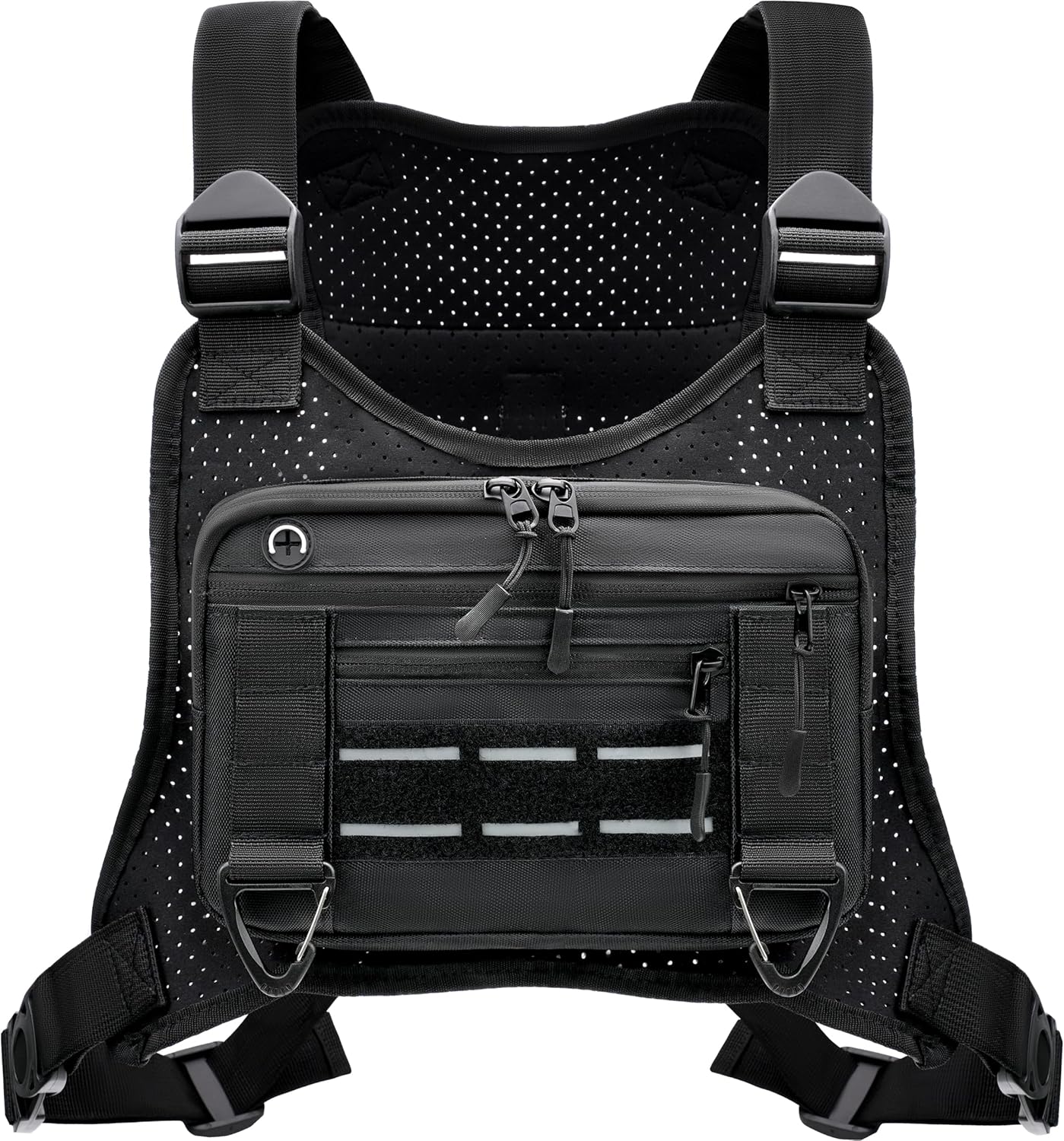 Sports Chest Bag for Men, Lightweight Water-Resistant Running Chest Pack for Workouts, Cycling, Phone Holder & Extra Storage (Black – Breathable Design)