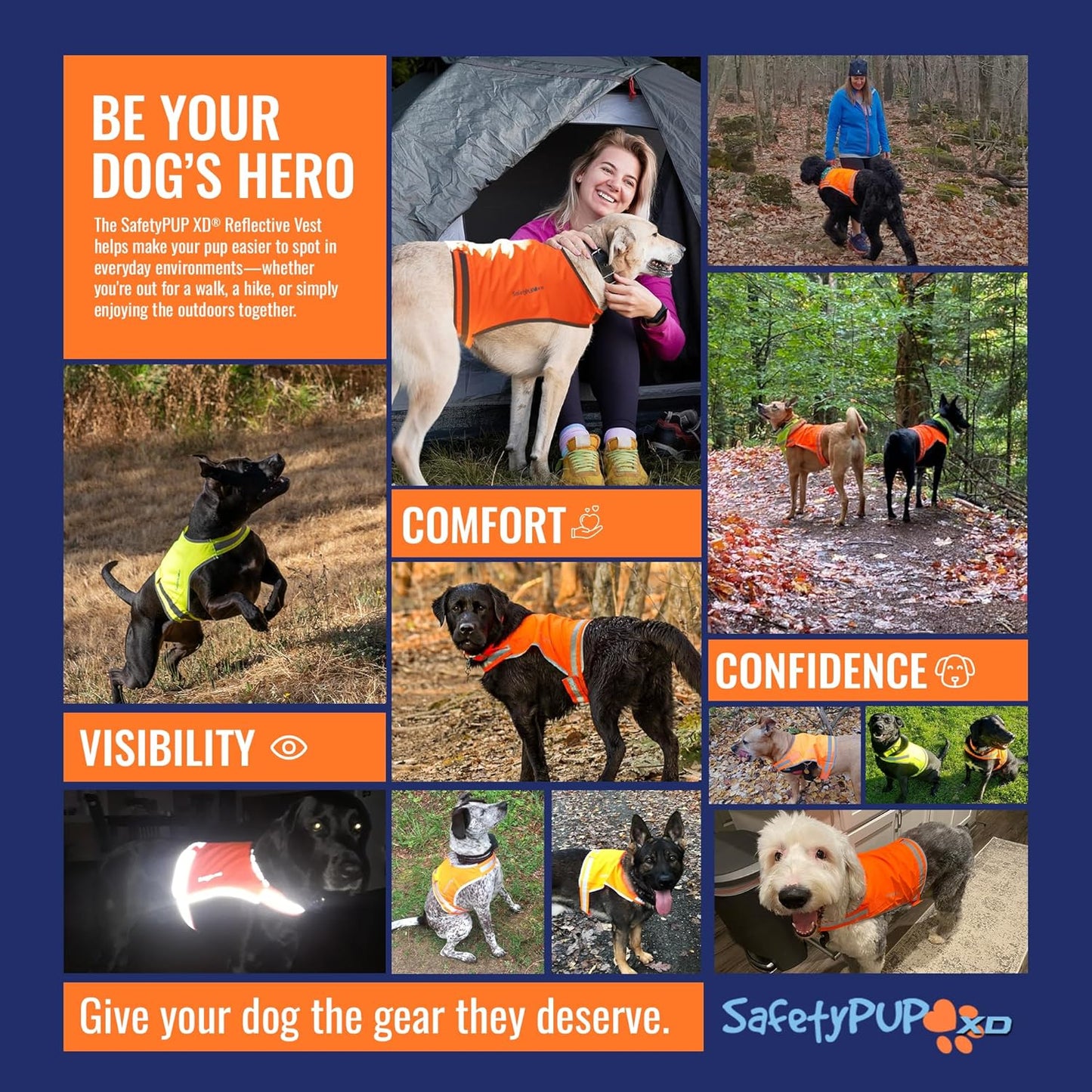 SafetyPUP | XD Lite Dog Vest - Reflective Hi-Visibility Fluorescent Yellow for Enhanced Safety