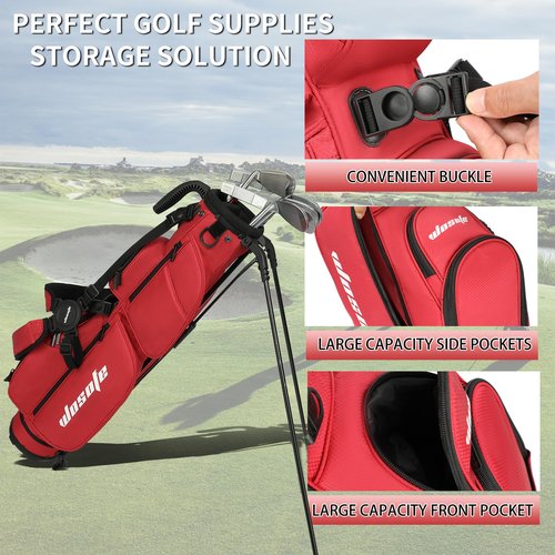 Lightweight Golf Stand Bag - 3-Way Dividers, Fits 5-9 Clubs - Small Sunday Bag for Men & Women, Par 3, Driving Range & Executive Courses - Waterproof, Dual Straps & Rain Cover Included