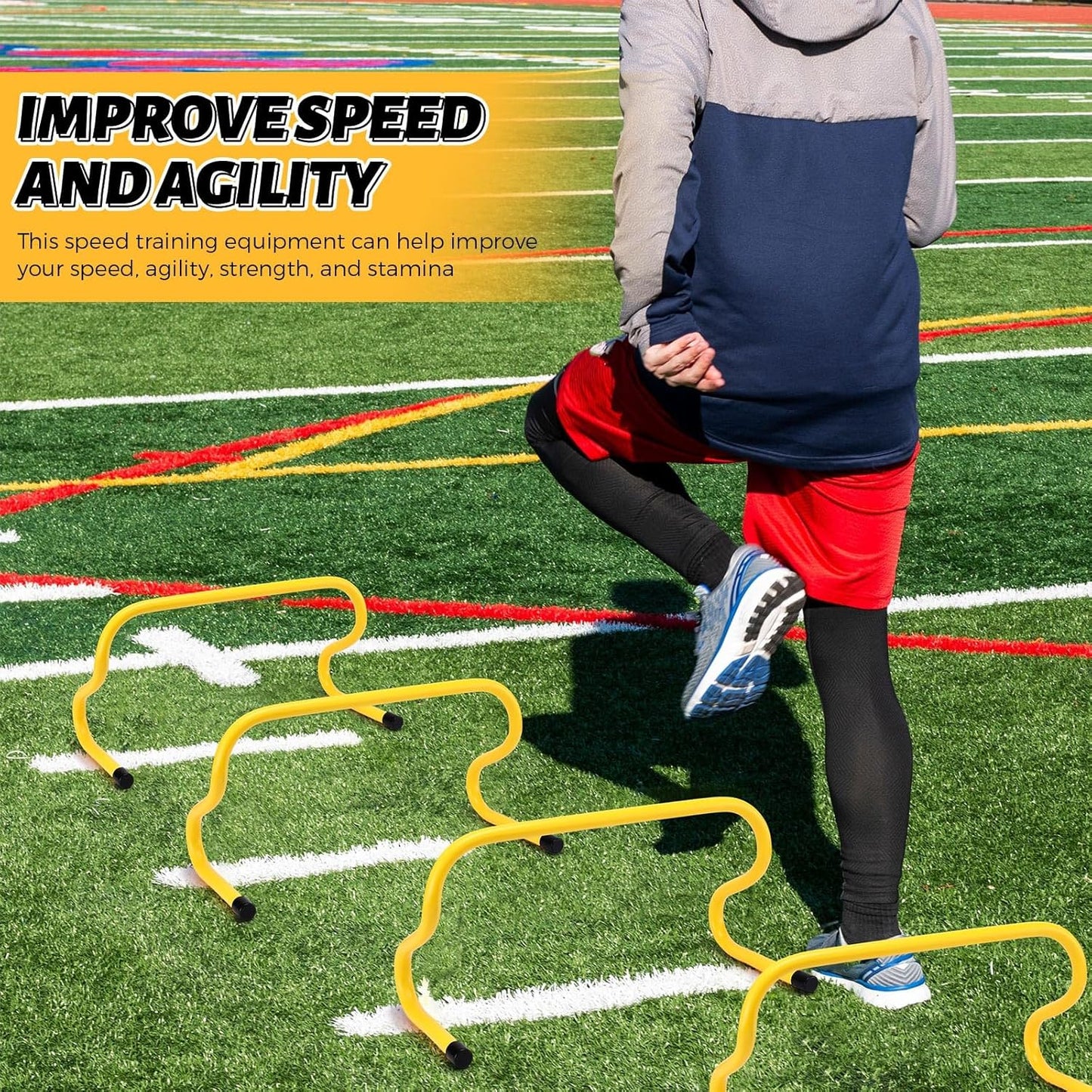 Wettarn 12 Pcs 9" Agility Hurdles - Durable Speed Training Equipment for Soccer, Basketball & Football