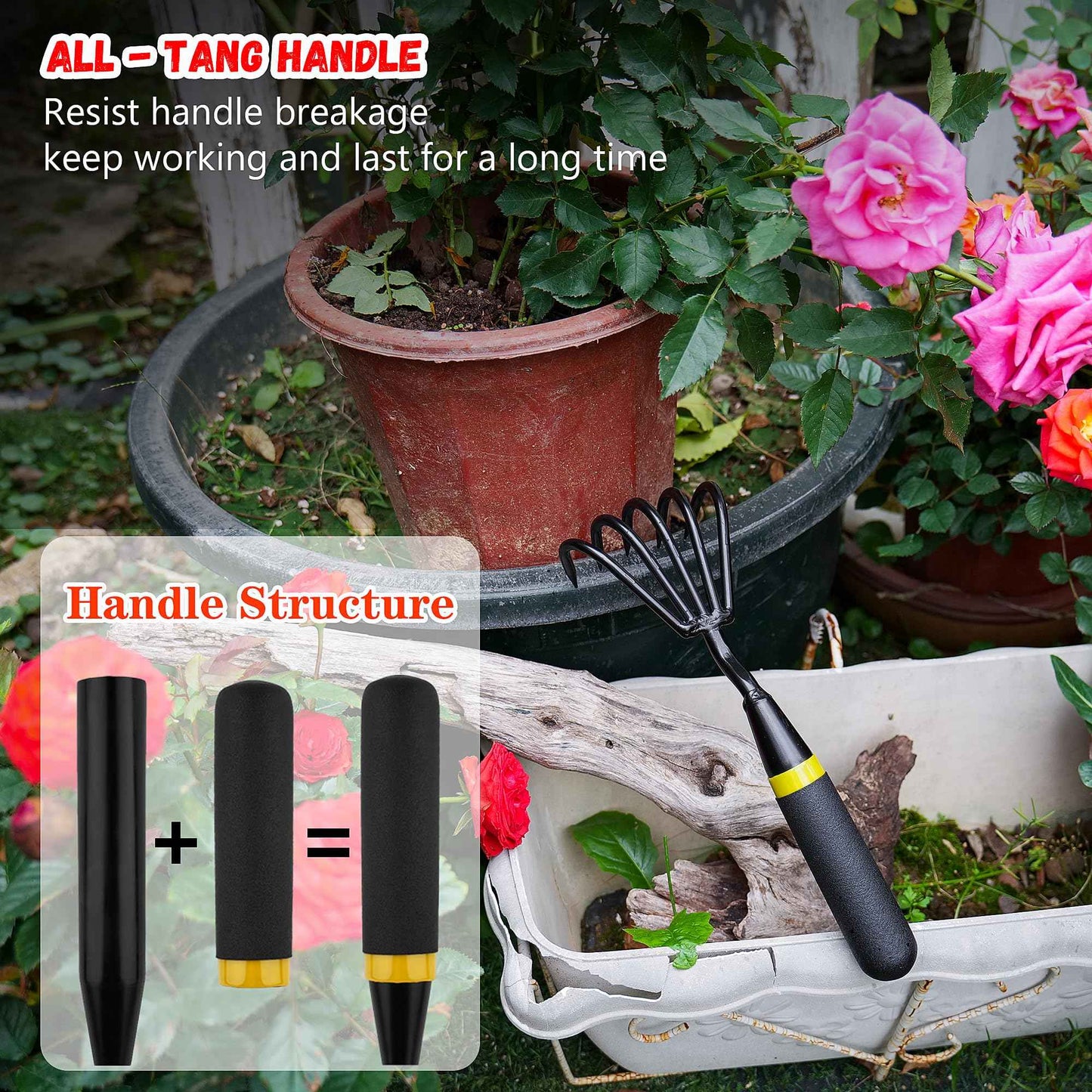 Kemaier Stainless Steel Hand Cultivator - Garden Rake: Great for Heavy - Duty Soil Loosening, Planting and Weed Removal