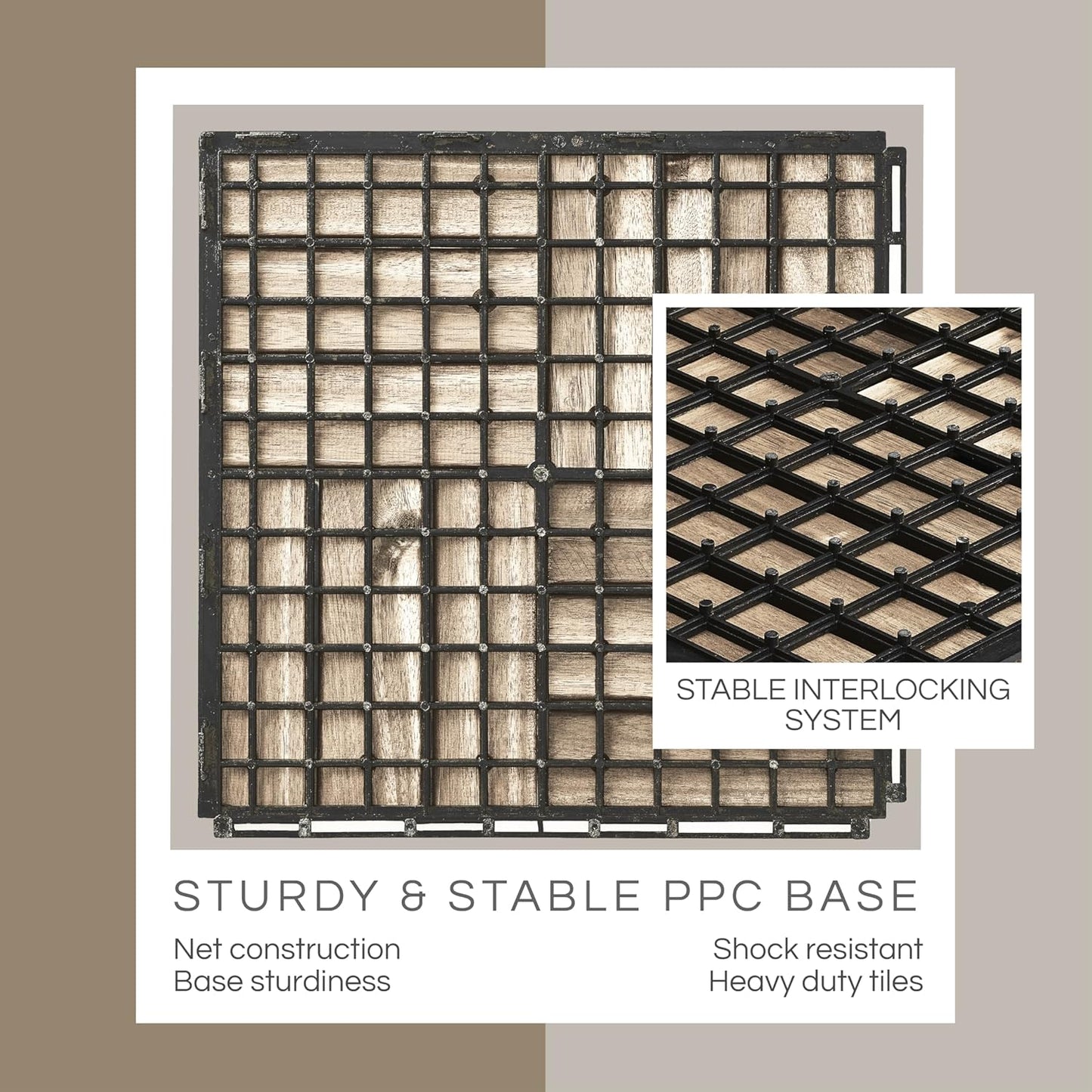 Outdoor Waterproof Acacia Wood Deck Tiles - 10 Pcs Patio Flooring for All Weather Use
