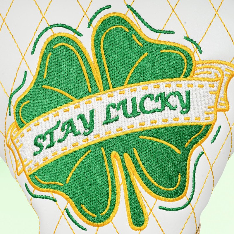Golf Club Cover Clover Driver Headcover Lucky Golf Head Cover Premium Leather Golf Driver Headcover, Green Clover Design Stay Lucky Club Cover