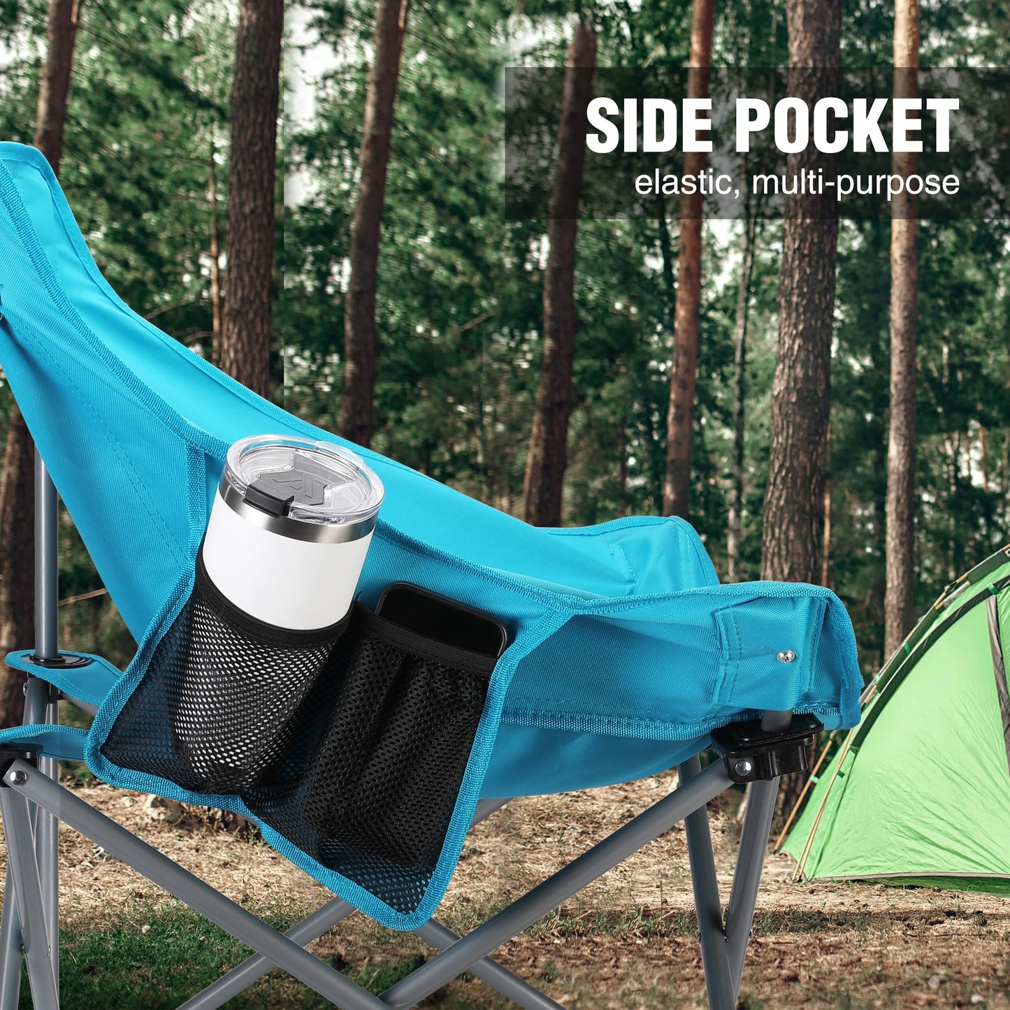 VILLEY Camping Chair Beach Folding Chair, Outdoor Lawn Portable Lightweight Chair, Foldable Chair with Carry Bag, for Outside Hiking, Fishing, Travel, Beach and Sports, Blue