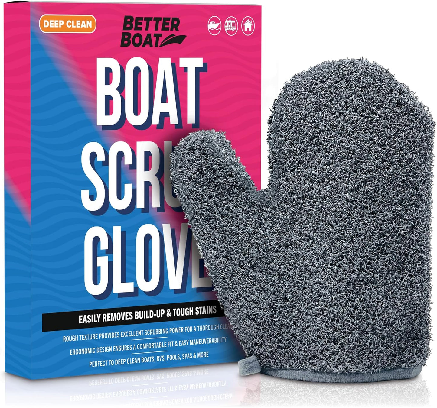 Skiennix Heavy-Duty Boat Scrubbing Brush Glove - Durable Deck & Hull Scrub Mitt for Marine Use