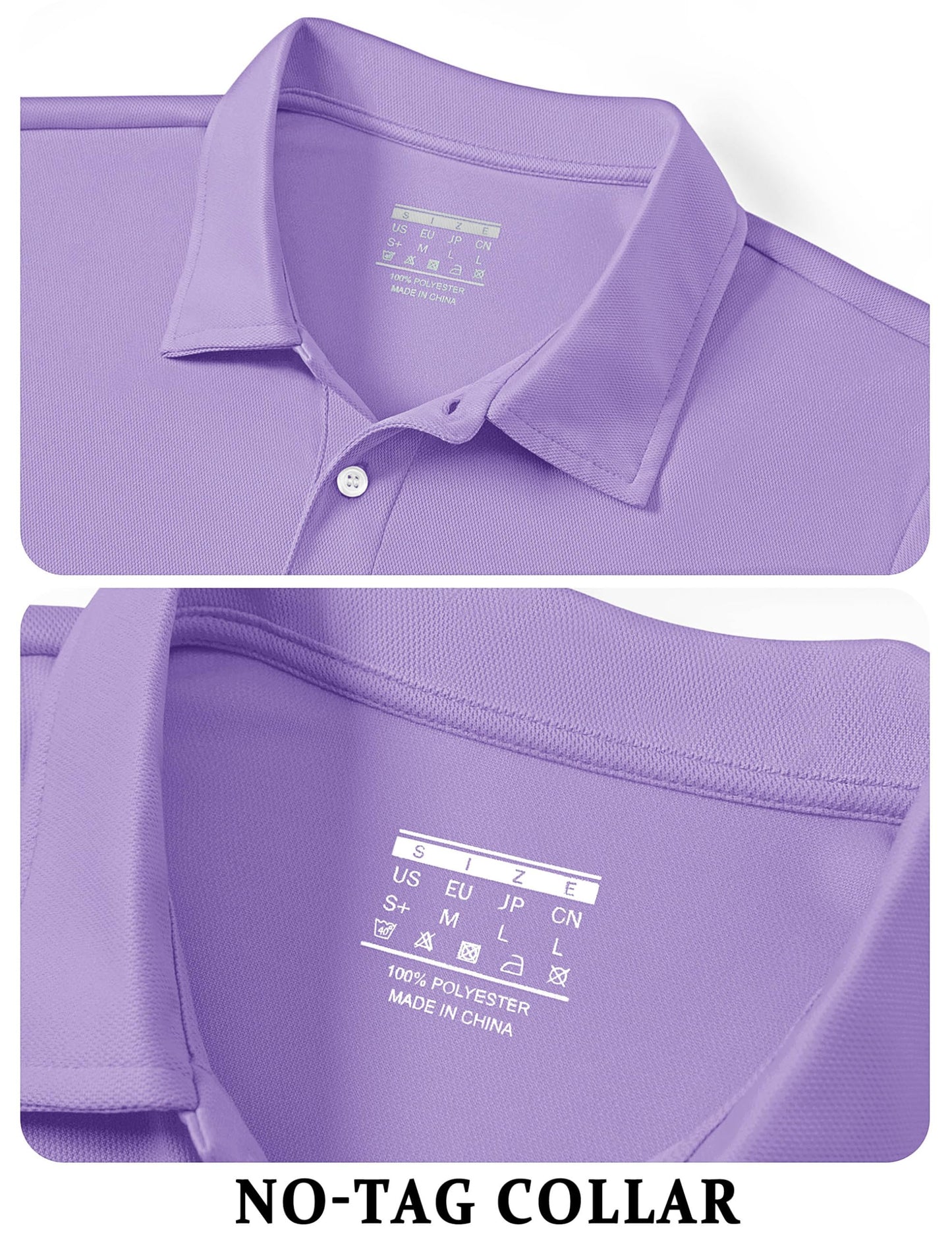 TACVASEN Mens Golf Shirt Dry Fit Mens Polo Shirts Short Sleeve Performance Golf Polos for Men with Collar Work Shirts Light Purple, 3XL